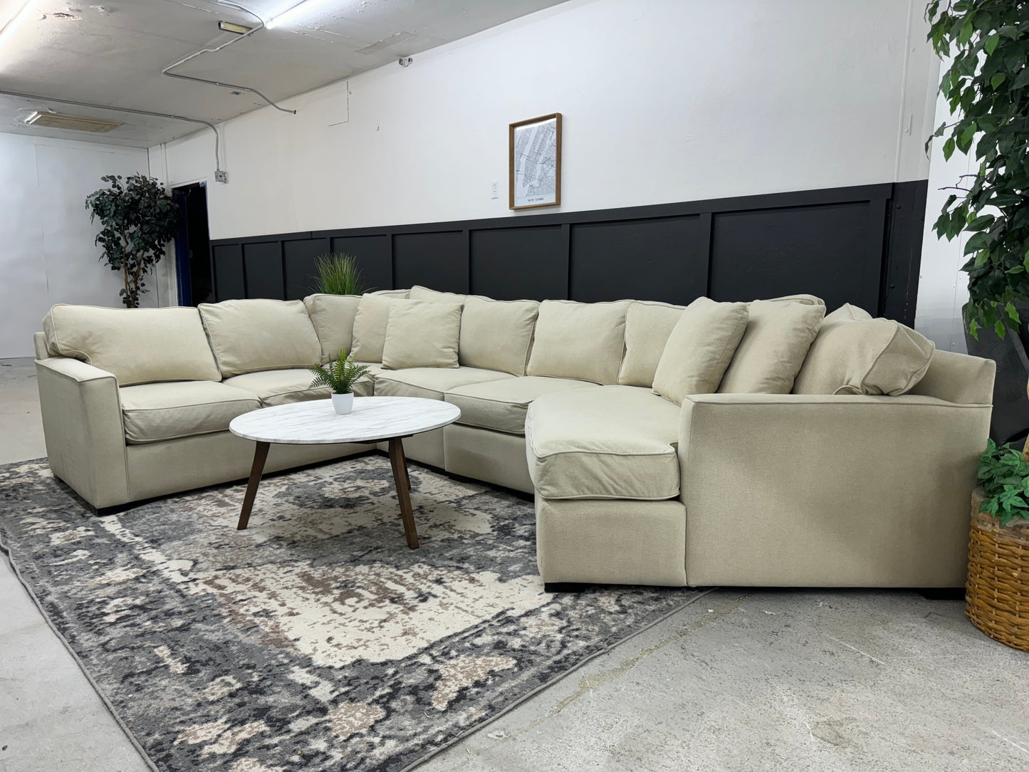 Beige Sectional Couch with Cuddler