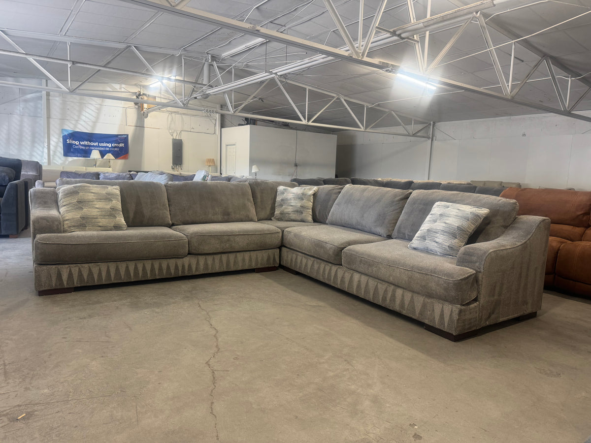 Deep Seated Gray L-Shape Sectional Couch
