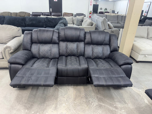 Black Microsuede Reclining Sofa