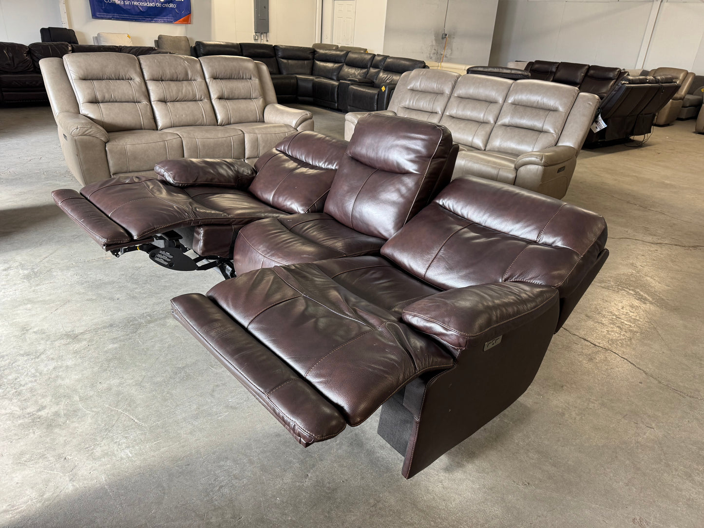 Dark Brown Ridgewin Leather Power Reclining Sofa