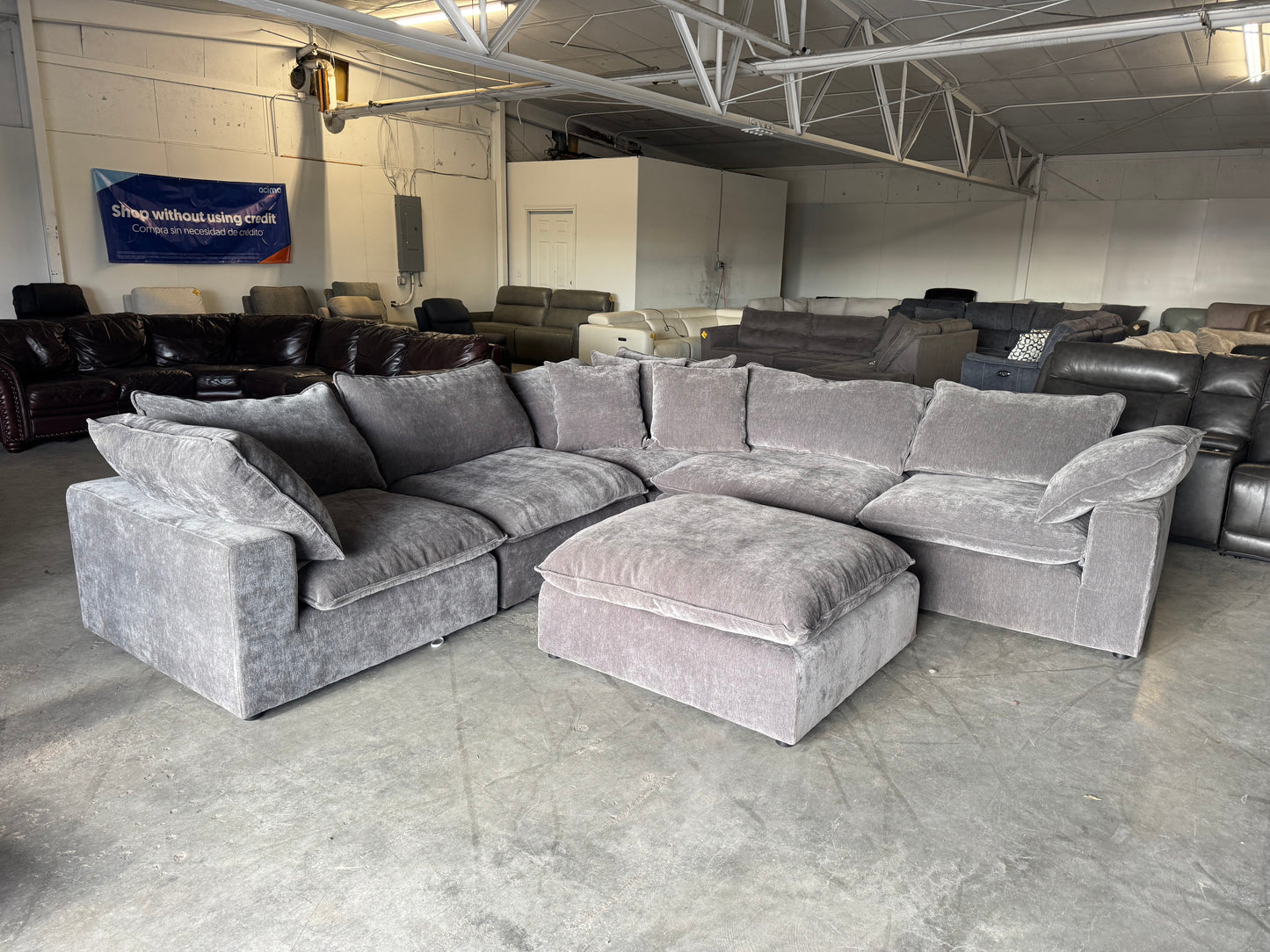 Sereen 6-Piece Dark Gray Modular Cloud Sectional Couch