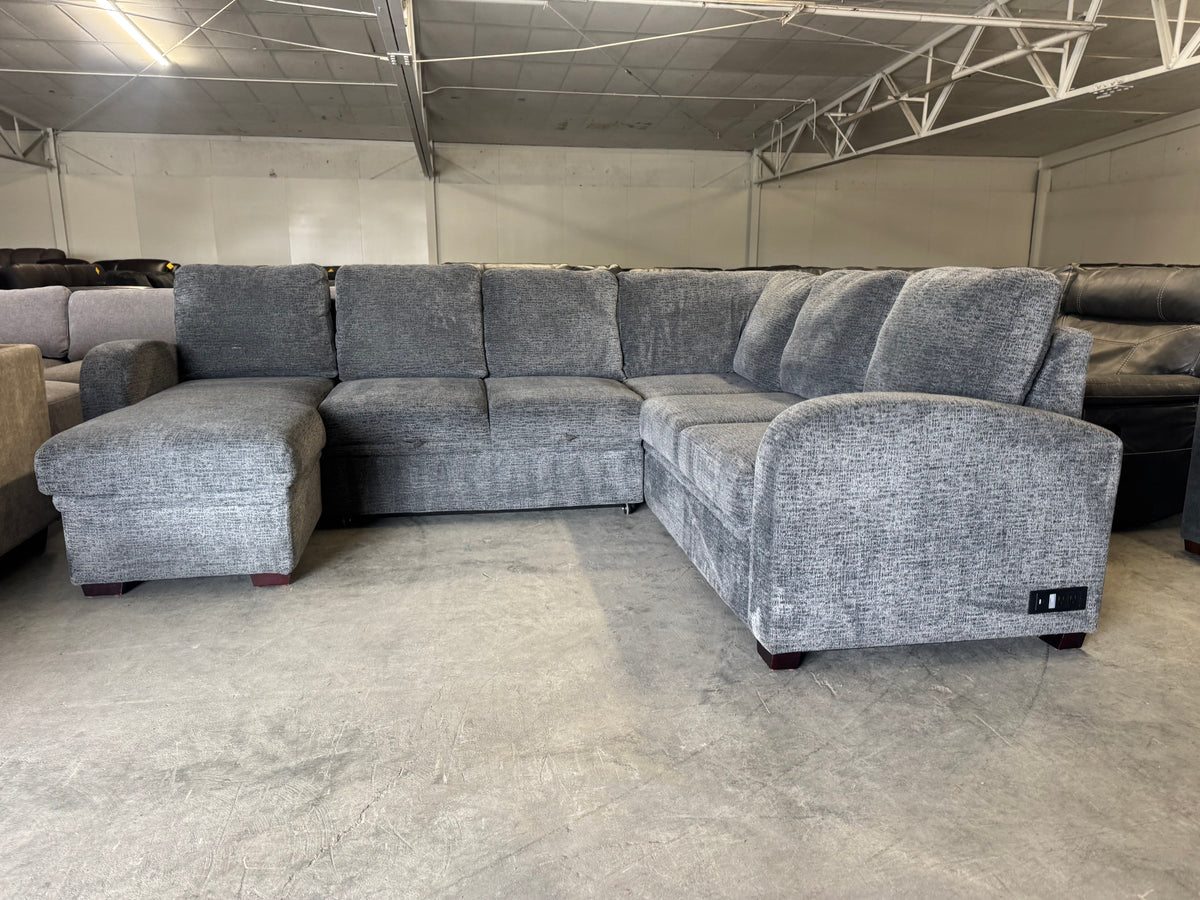 Gray U-Shape Sleeper Sectional with Storage Chaise