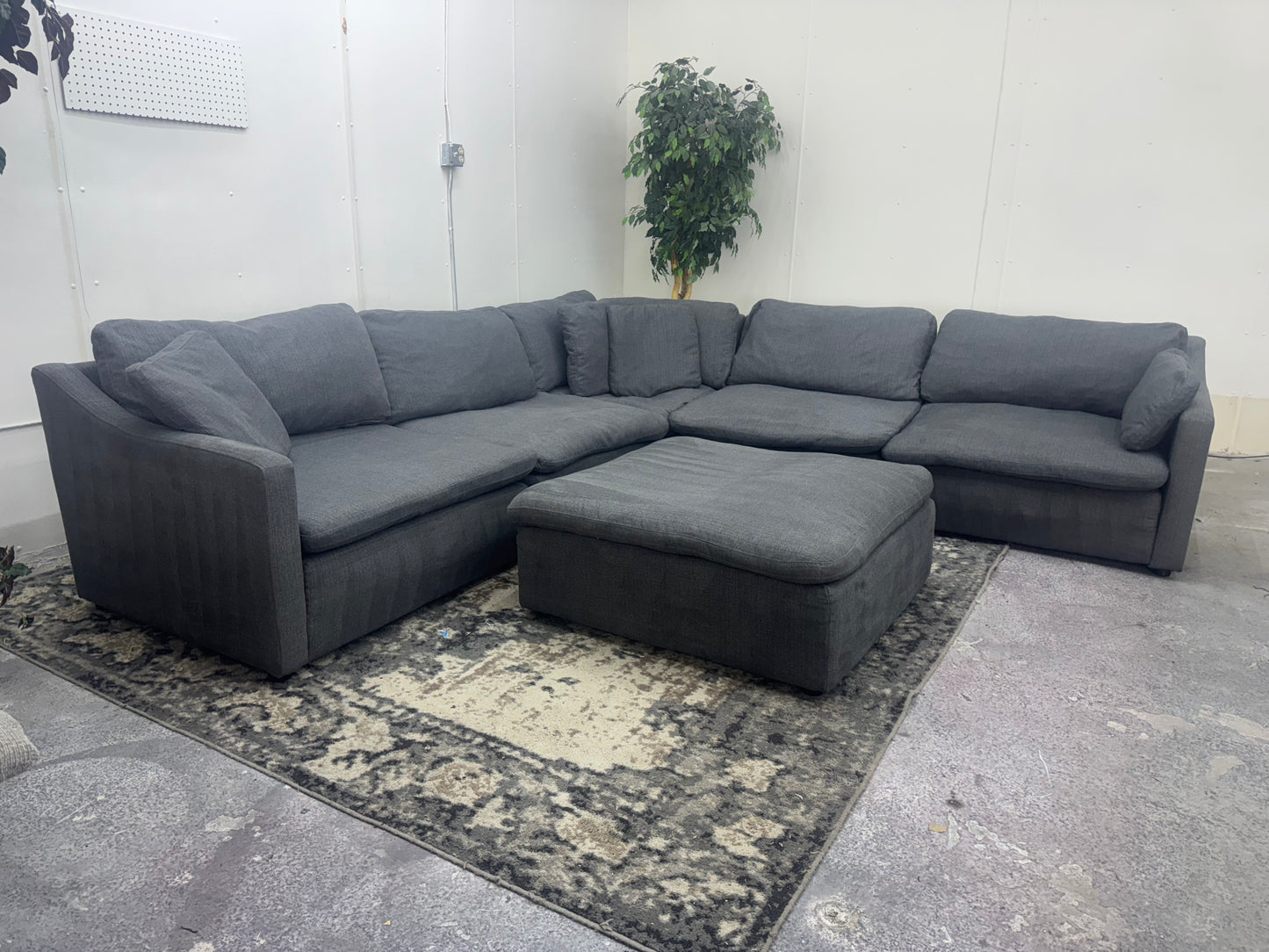 Gray 6-Piece Modular Cloud Sectional Couch with Ottoman