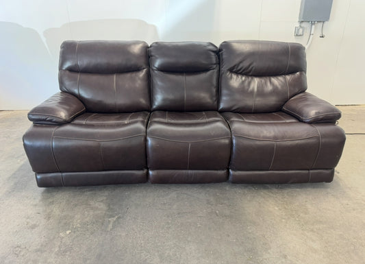 Brown Leather Reclining Sofa with Power Headrests