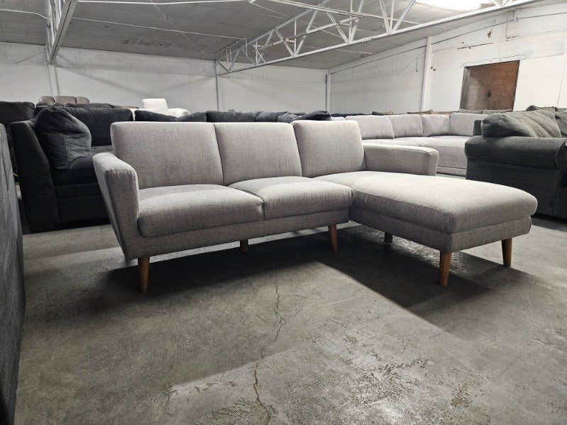 West Elm “Oliver” Twill Gray Fabric Sectional