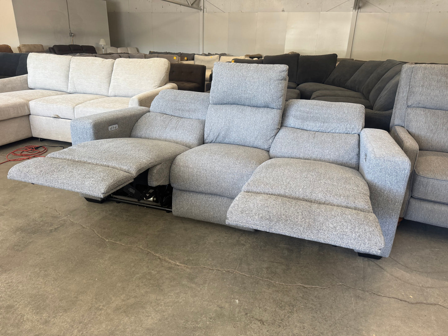 Gray Fabric Power Reclining Sofa