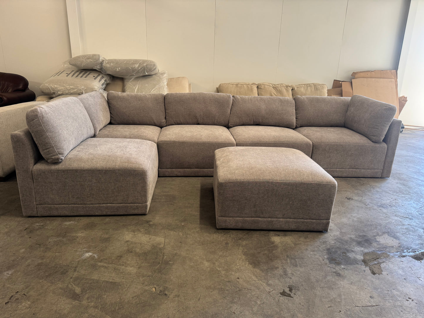 Gray 6-Piece Modular Sectional Sofa with Ottoman