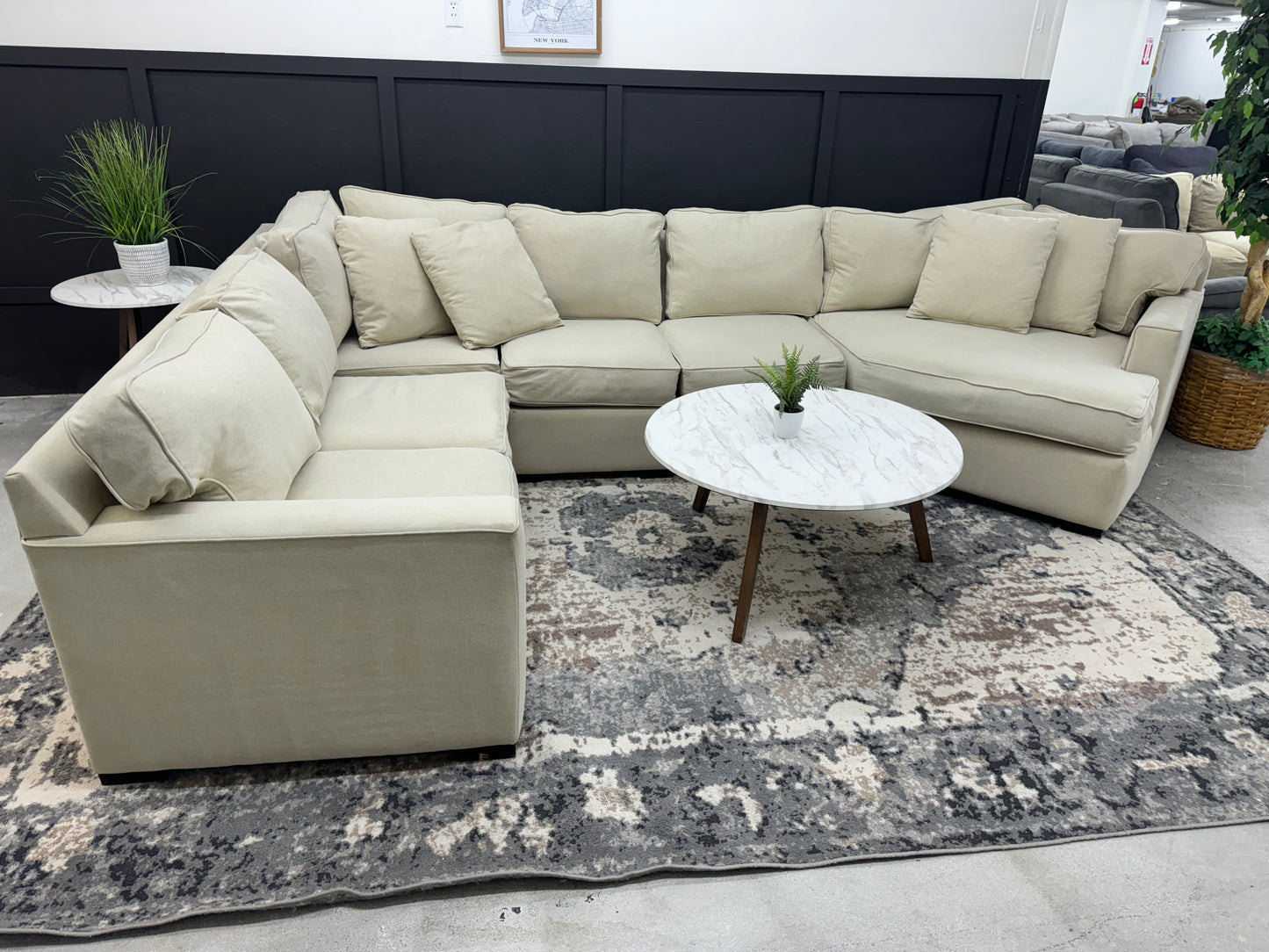 Beige Sectional Couch with Cuddler