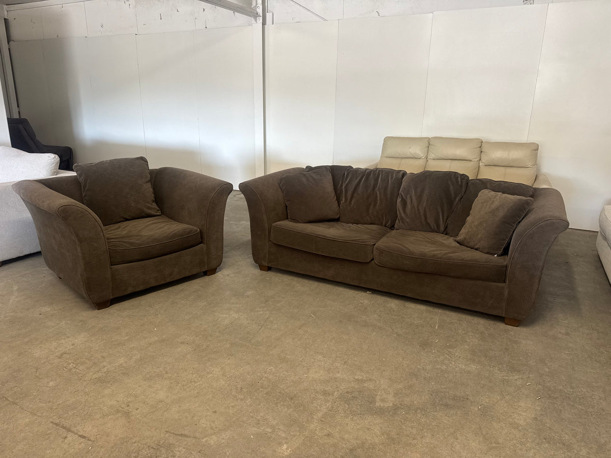 Charcoal Gray Couch & Oversized Armchair Set