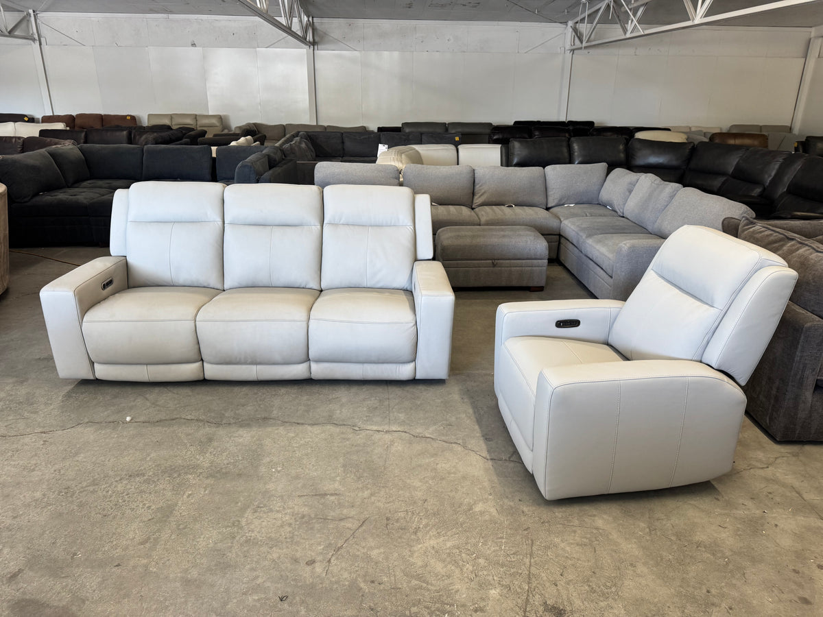 Simon Li Wren Leather Power Reclining Sofa & Zero Gravity Recliner