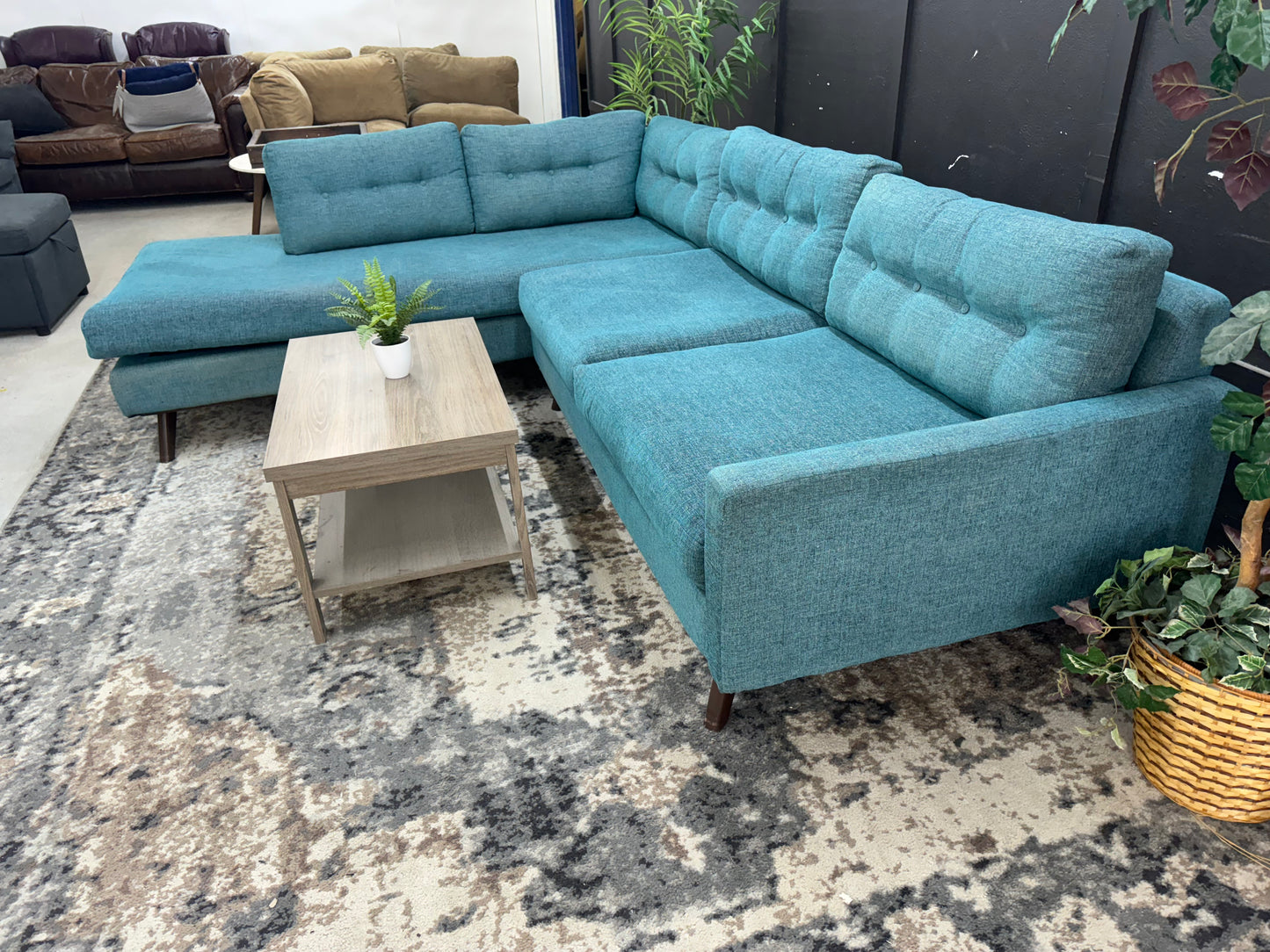 Stunning Turquoise Joybird Hopson Mid Century Modern Sectional Couch