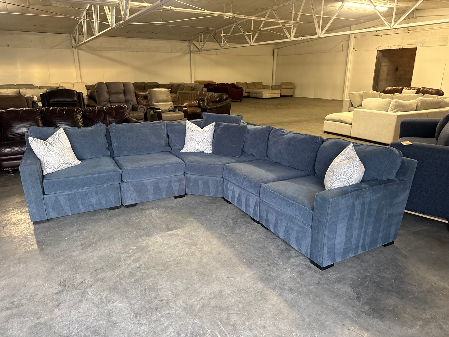 Macy’s Radley Navy Blue 5-Piece Fabric Sofa