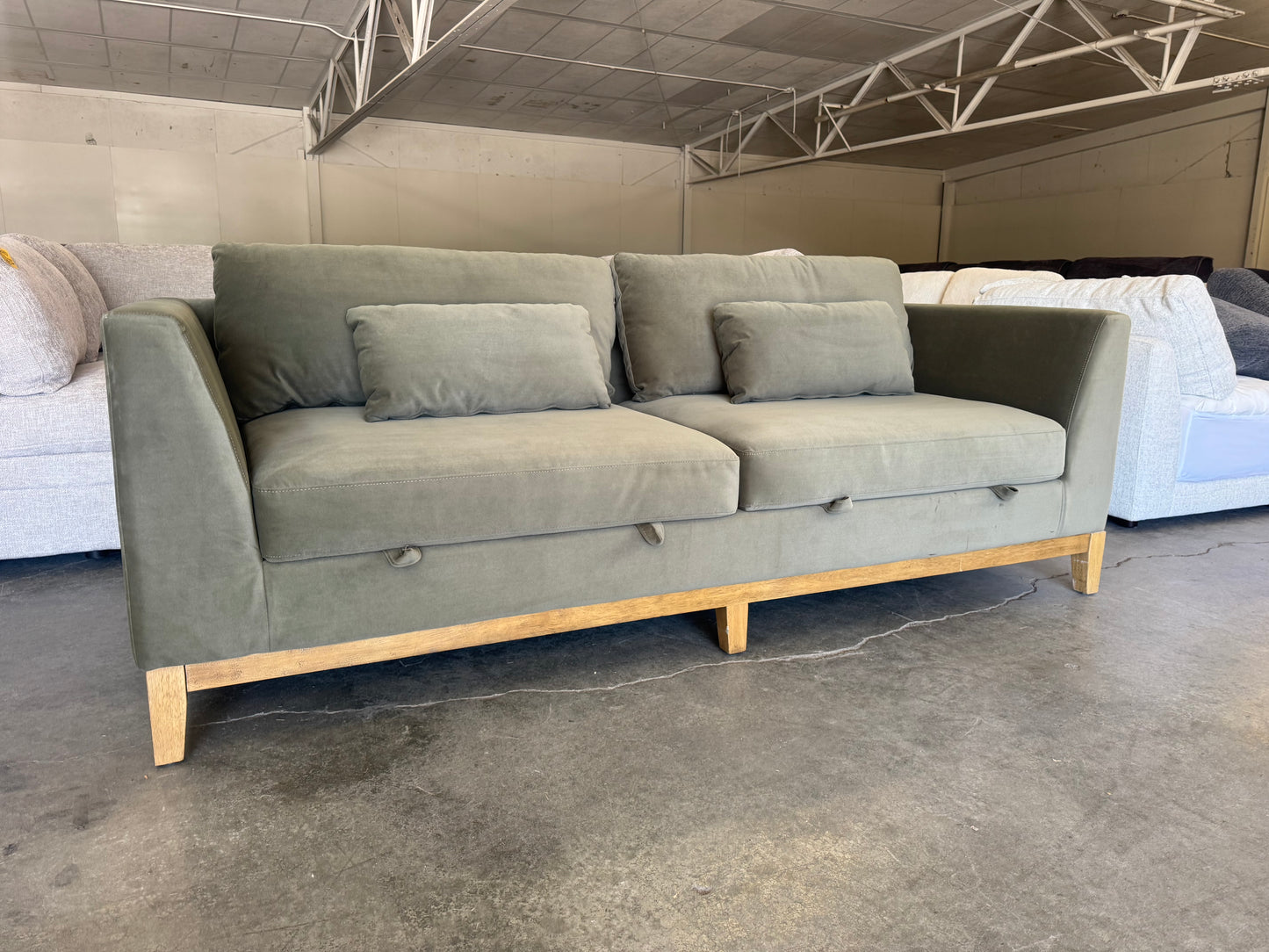 Green Mid Century Modern Sofa with Hidden Storage