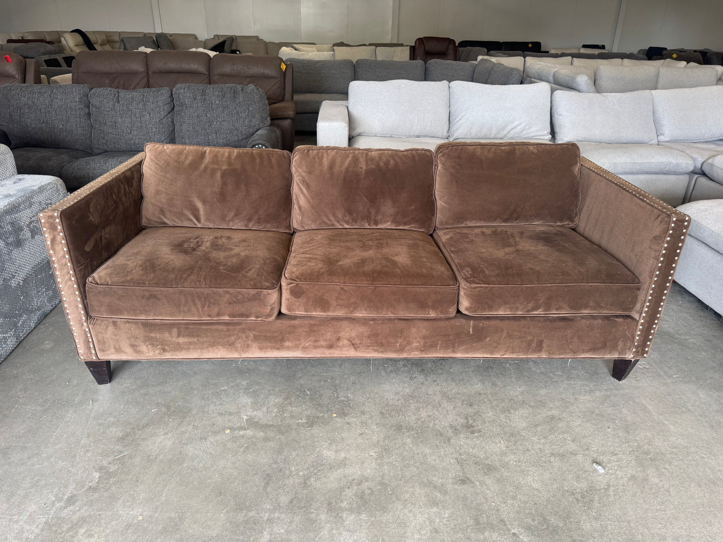 Brown Nailhead Trim Sleeper Sofa