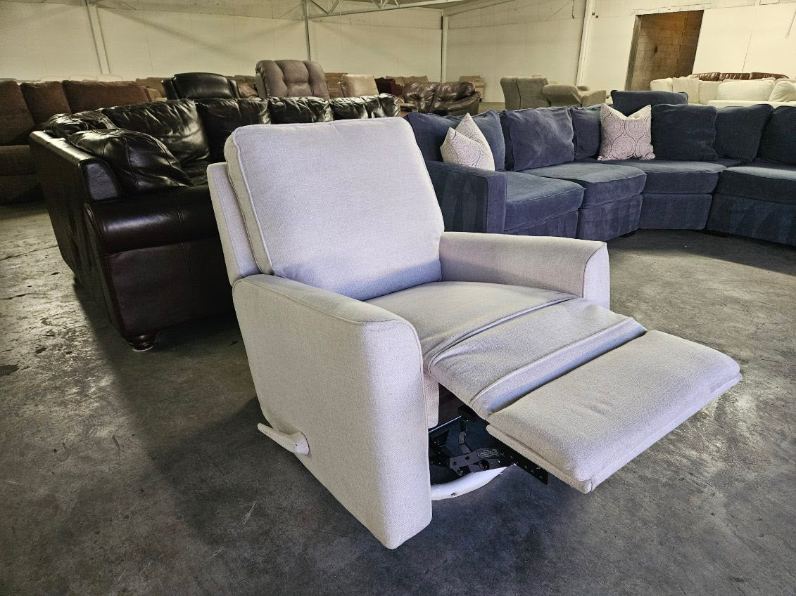 Cream Fabric Swivel Recliner