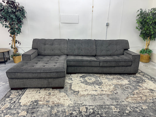Sage Gray Microfiber L-Shape Sectional Couch