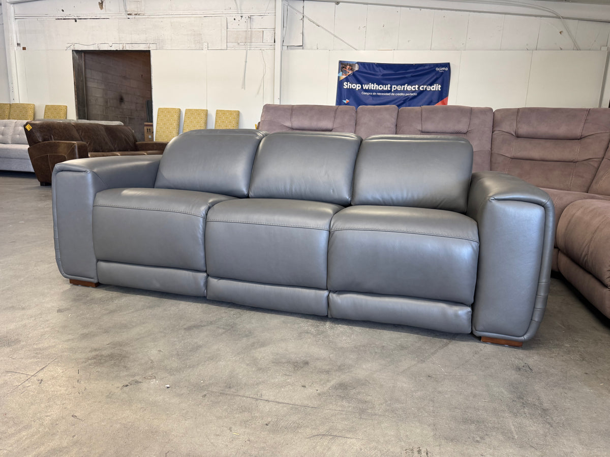 Aiden & Ivy Leather Power Reclining Sofa w/ Power Headrests
