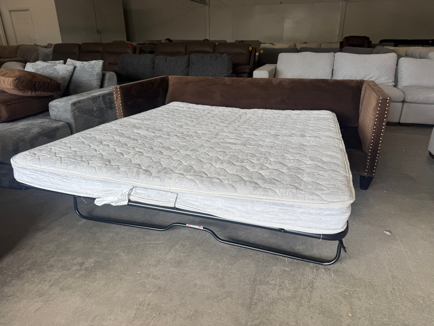 Brown Nailhead Trim Sleeper Sofa