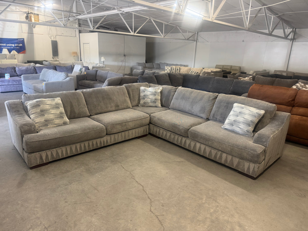 Deep Seated Gray L-Shape Sectional Couch