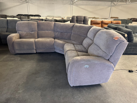 Beige Fabric Modular Sectional with Dual Power Recliners