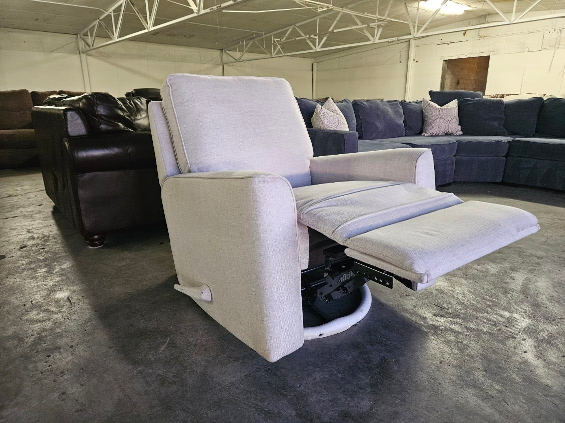 Cream Fabric Swivel Recliner