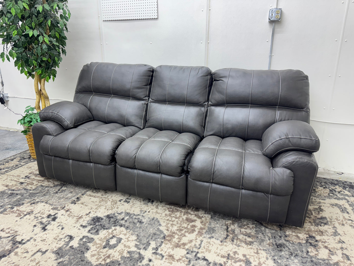 Charcoal Gray / Black Couch with Cupholders