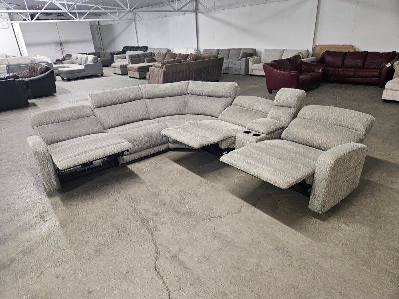 Gray 6-Piece Modular Sectional with 3 Power Recliners