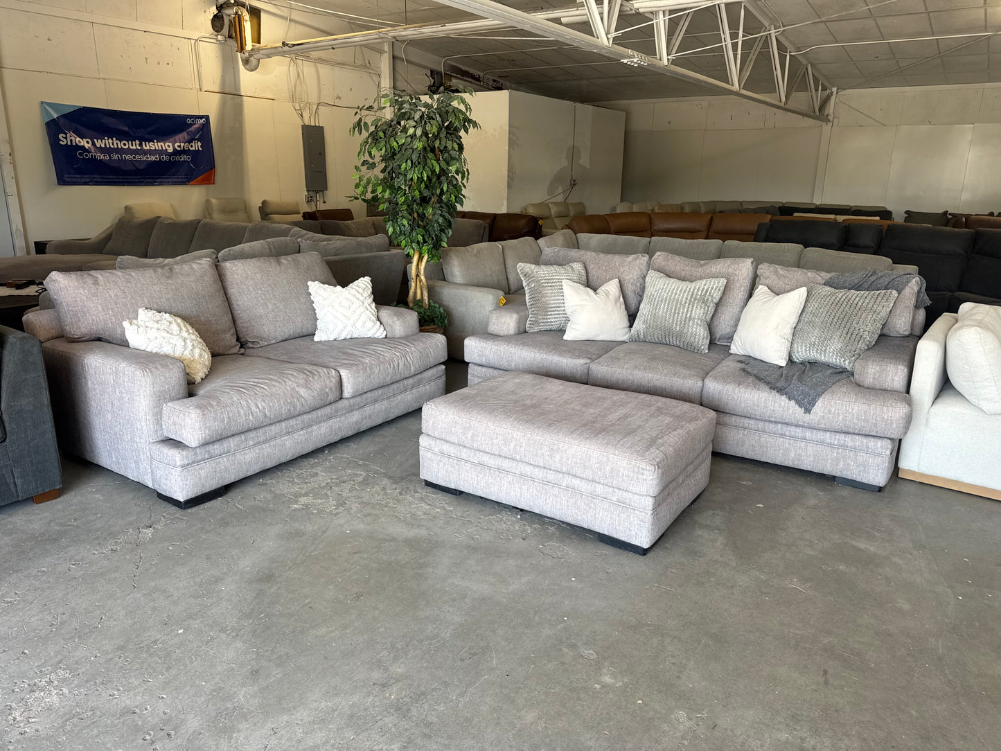 Taupe / Gray RC Willey Piccolo Series Set with Ottoman and Washable Covers