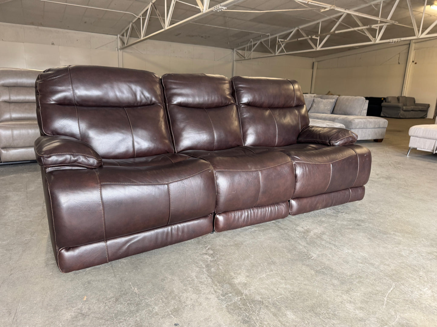 Dark Brown Ridgewin Leather Power Reclining Sofa