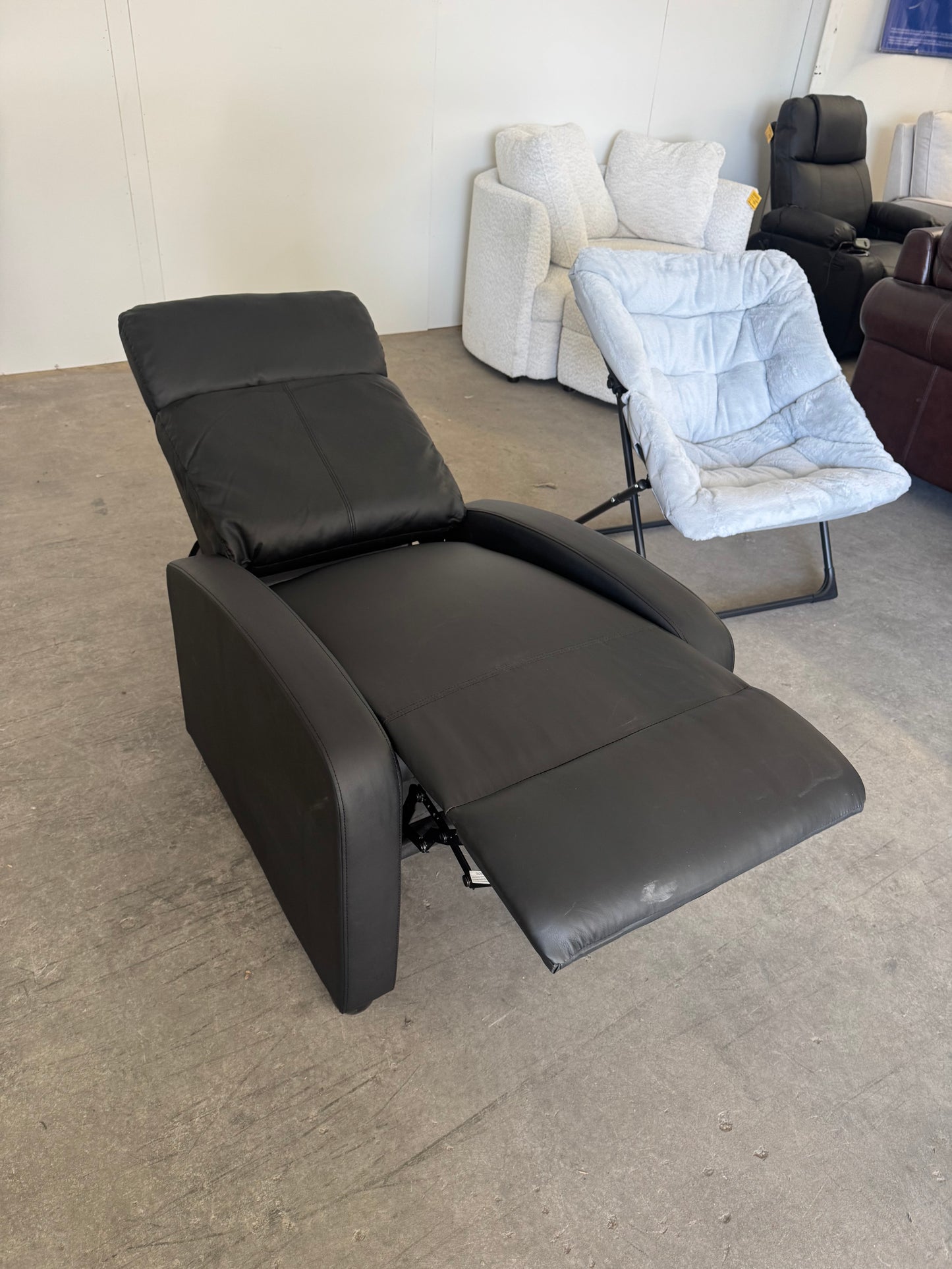 Brand New Black Vinyl Pushback Recliner