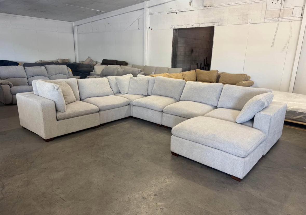 Light Gray Modular 7 Piece Cloud Sectional