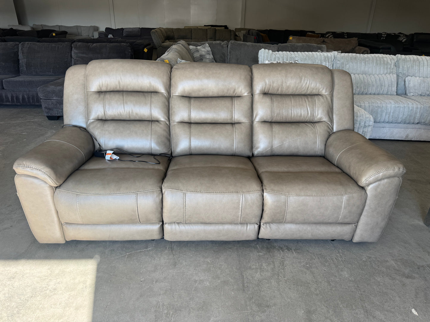 Taupe Mason Leather Power Reclining Sofa