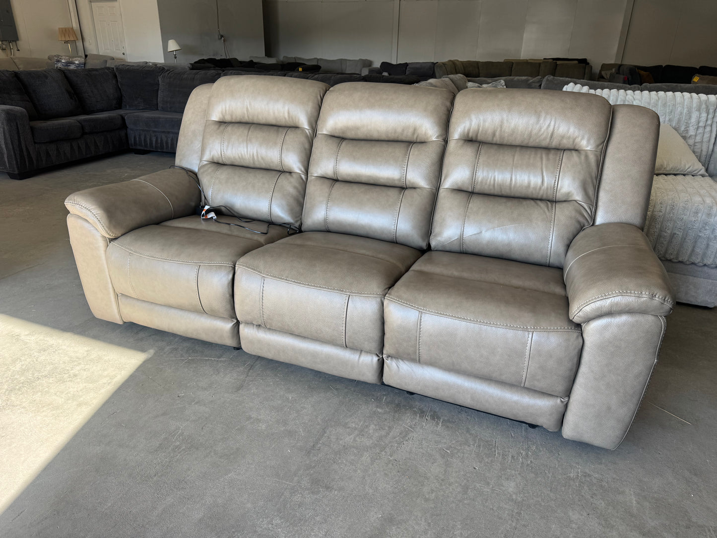 Taupe Mason Leather Power Reclining Sofa