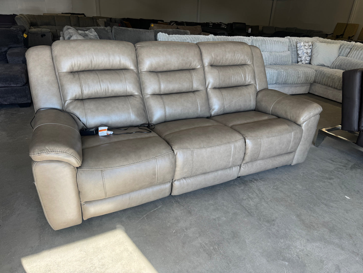 Taupe Mason Leather Power Reclining Sofa
