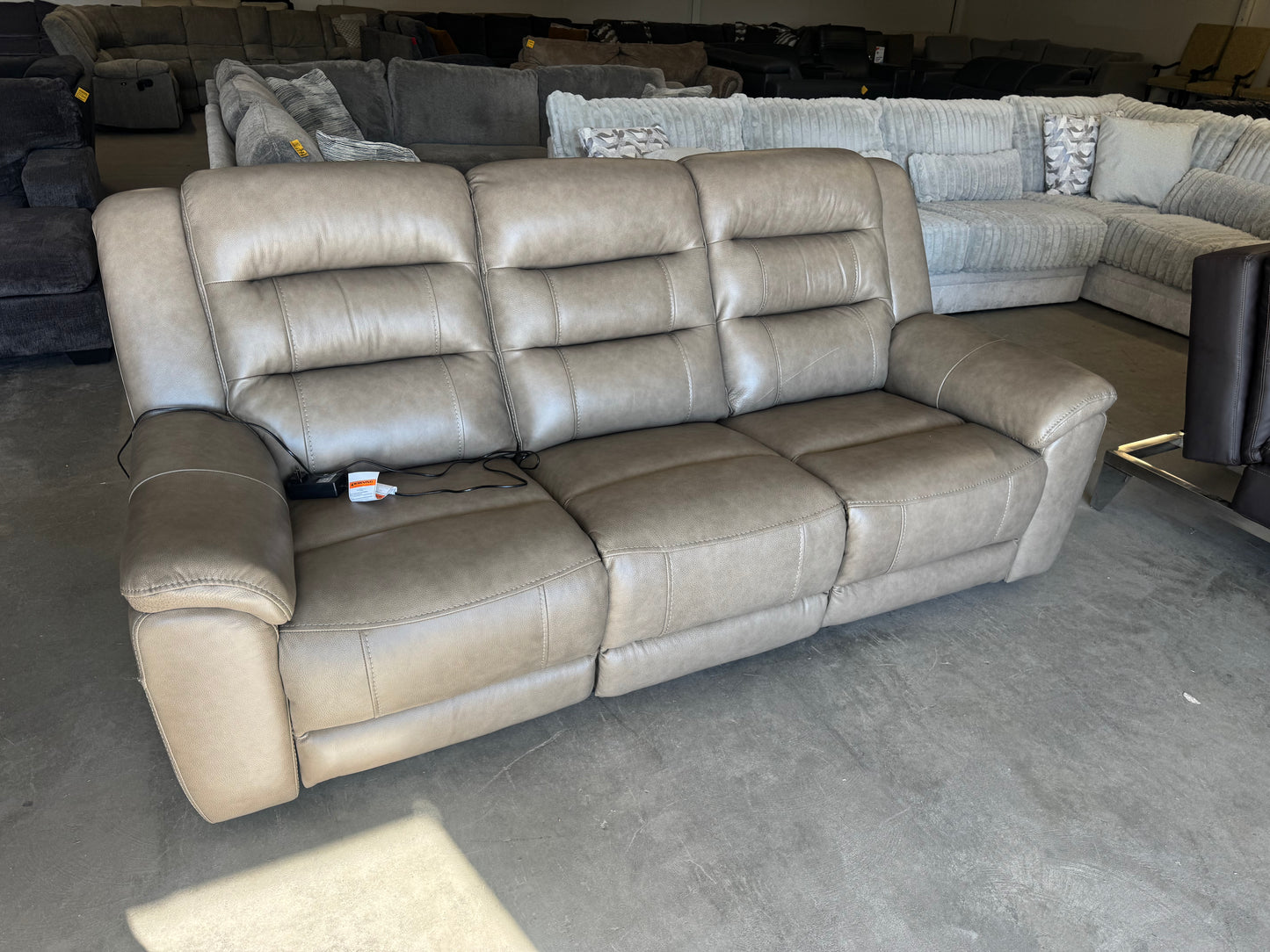 Taupe Mason Leather Power Reclining Sofa