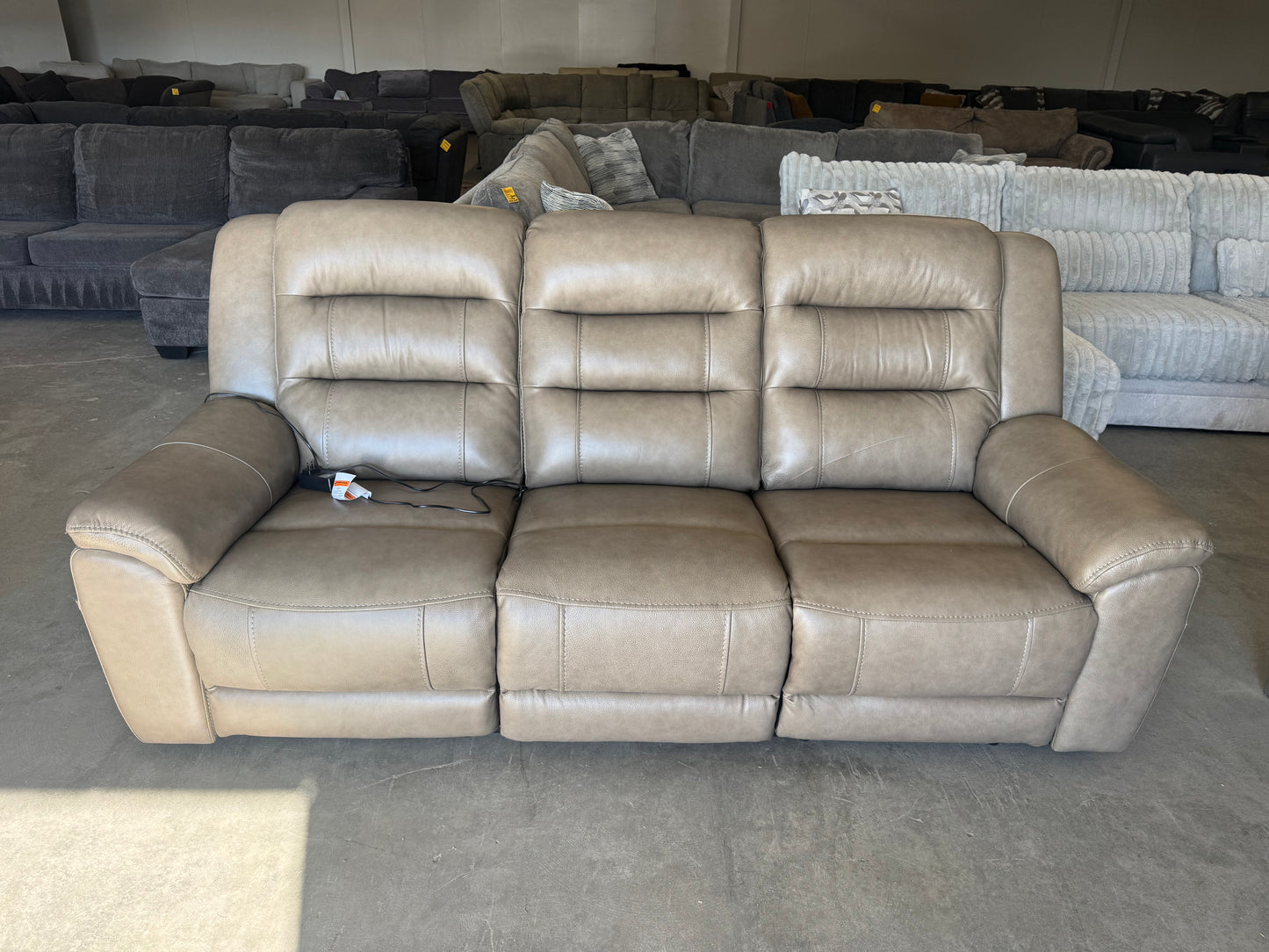 Taupe Mason Leather Power Reclining Sofa