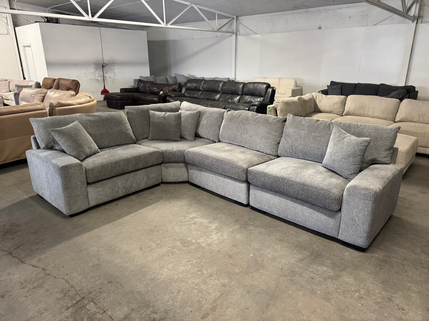 Gray Modular 4 Piece L Shape Sectional Couch