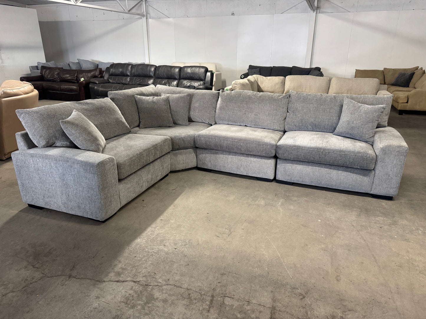 Gray Modular 4 Piece L Shape Sectional Couch