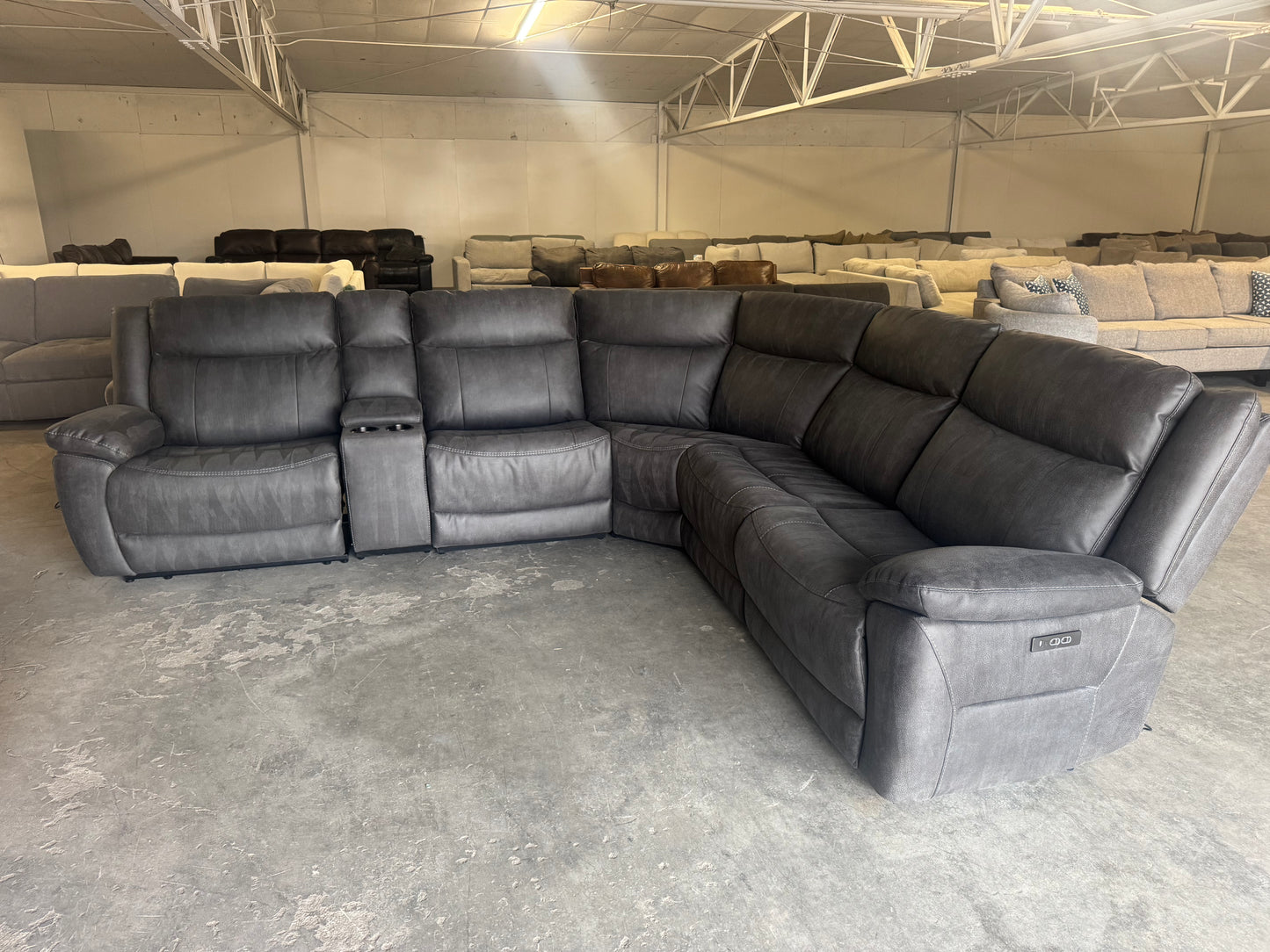 Gray Modular 6 Piece Sectional with Three Zero Gravity Recliners