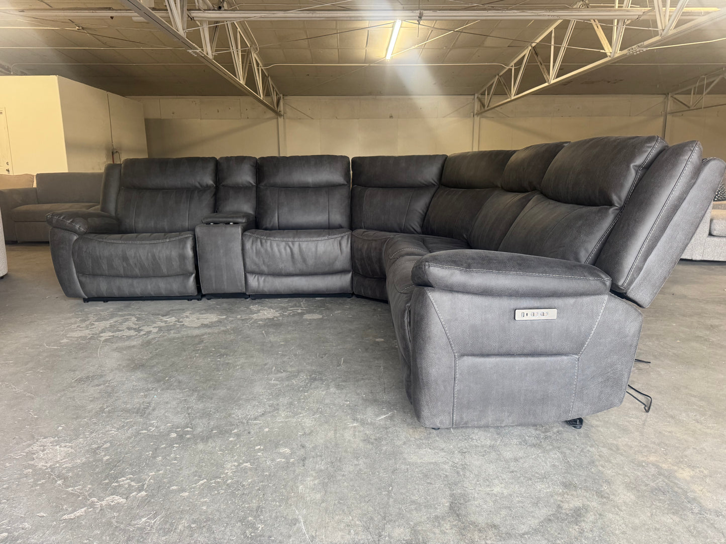 Gray Modular 6 Piece Sectional with Three Zero Gravity Recliners