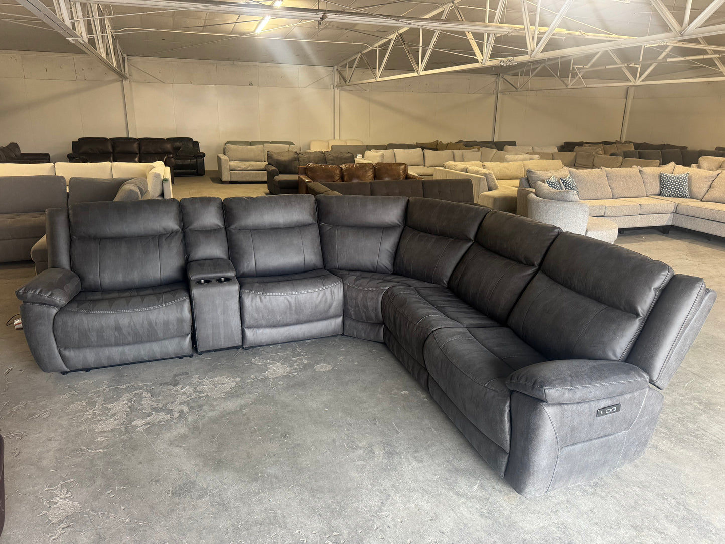 Gray Modular 6 Piece Sectional with Three Zero Gravity Recliners