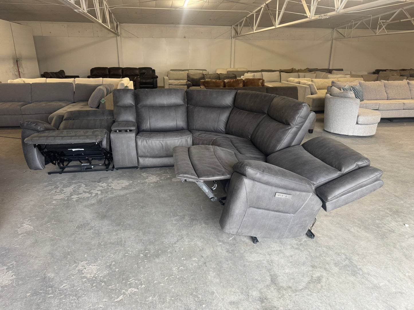 Gray Modular 6 Piece Sectional with Three Zero Gravity Recliners