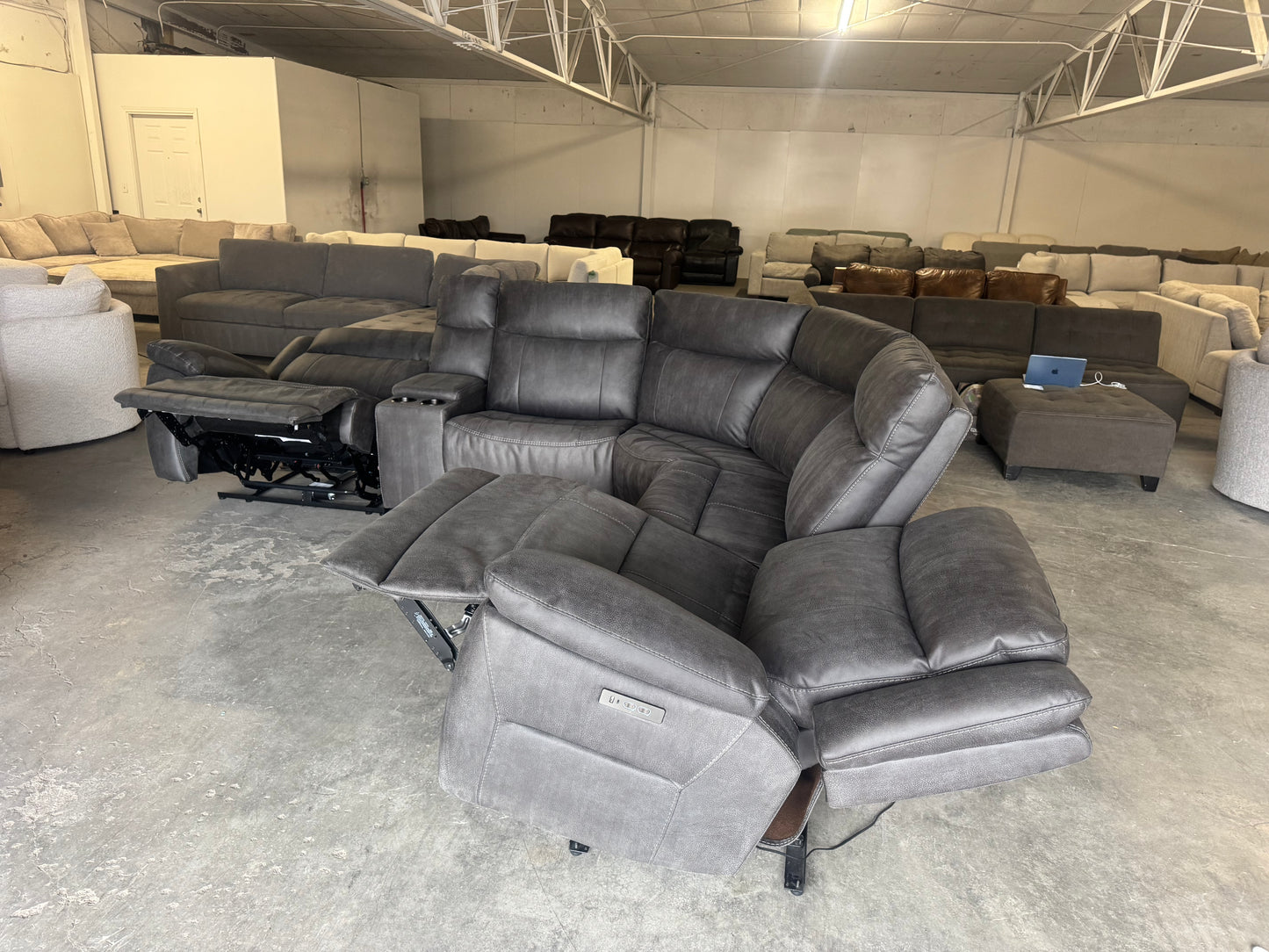 Gray Modular 6 Piece Sectional with Three Zero Gravity Recliners