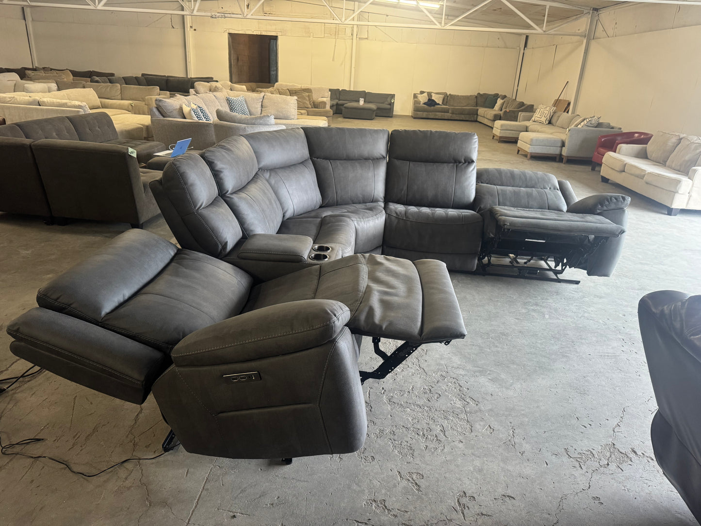 Gray Modular 6 Piece Sectional with Three Zero Gravity Recliners
