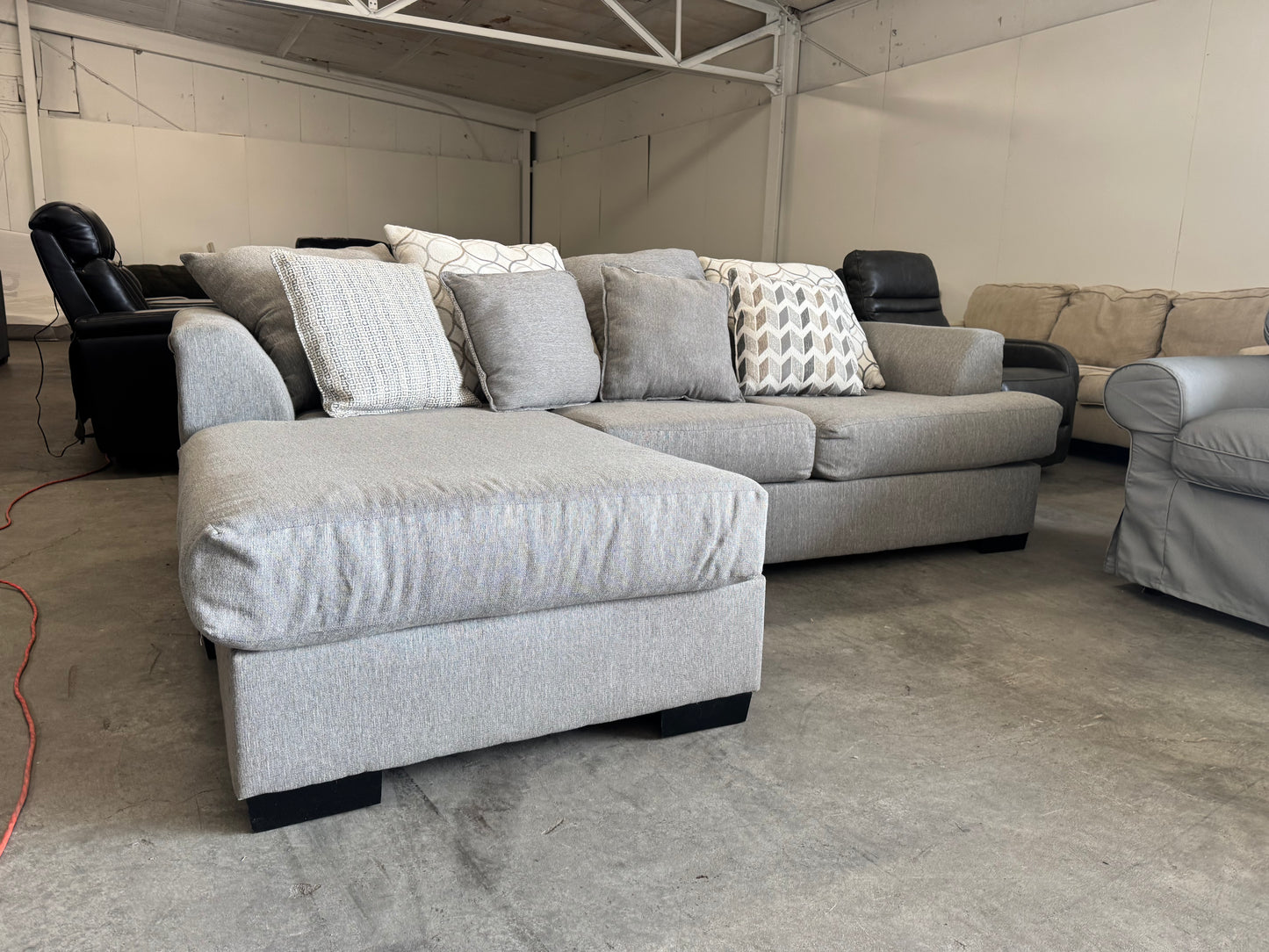 Gray Fabric Sectional with Reversible Chaise