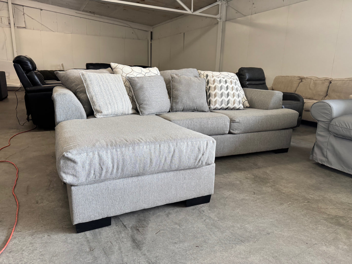 Gray Fabric Sectional with Reversible Chaise