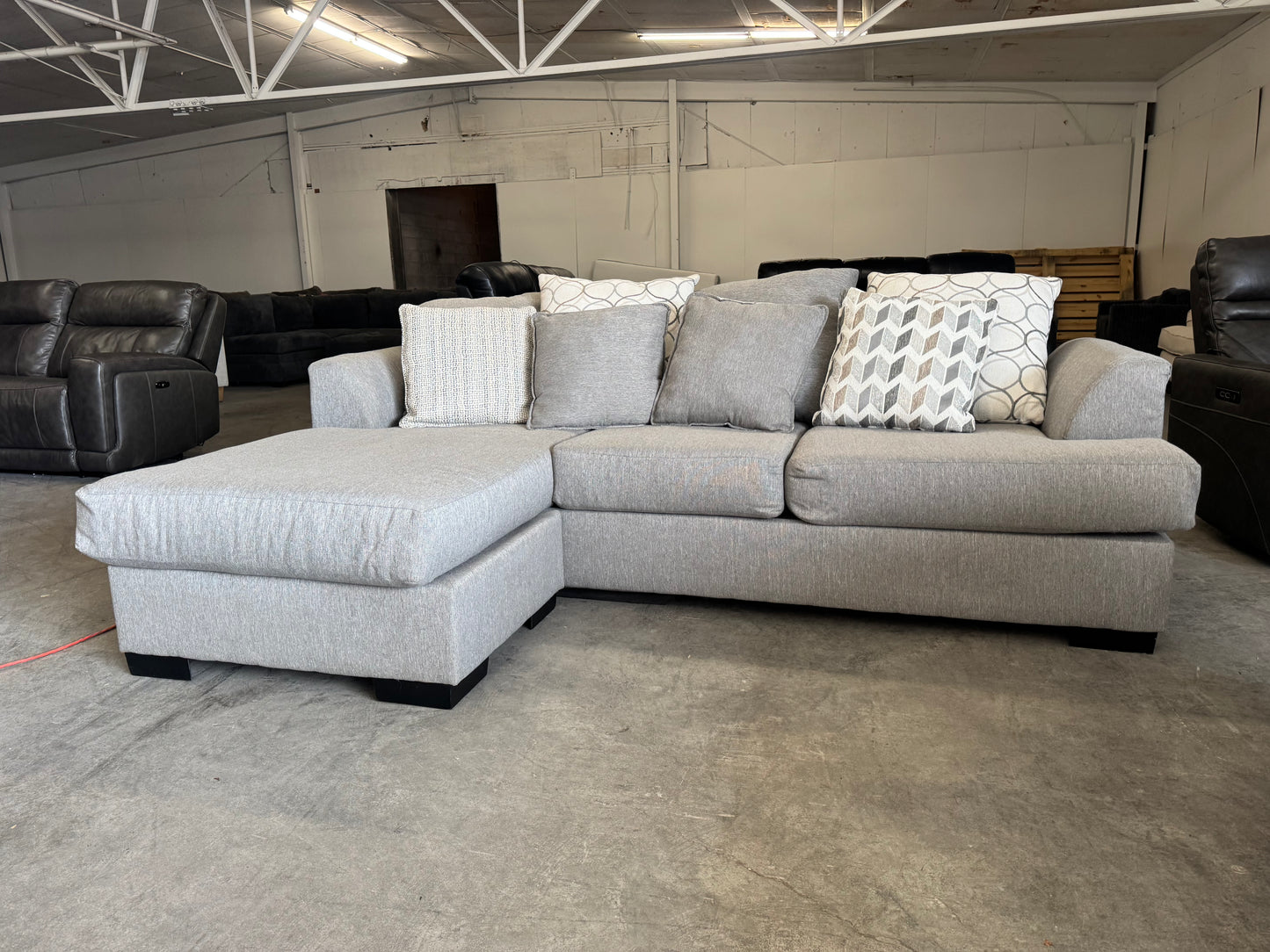 Gray Fabric Sectional with Reversible Chaise
