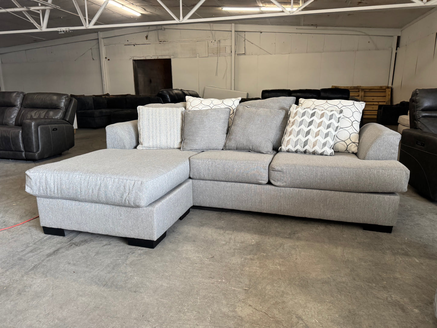 Gray Fabric Sectional with Reversible Chaise
