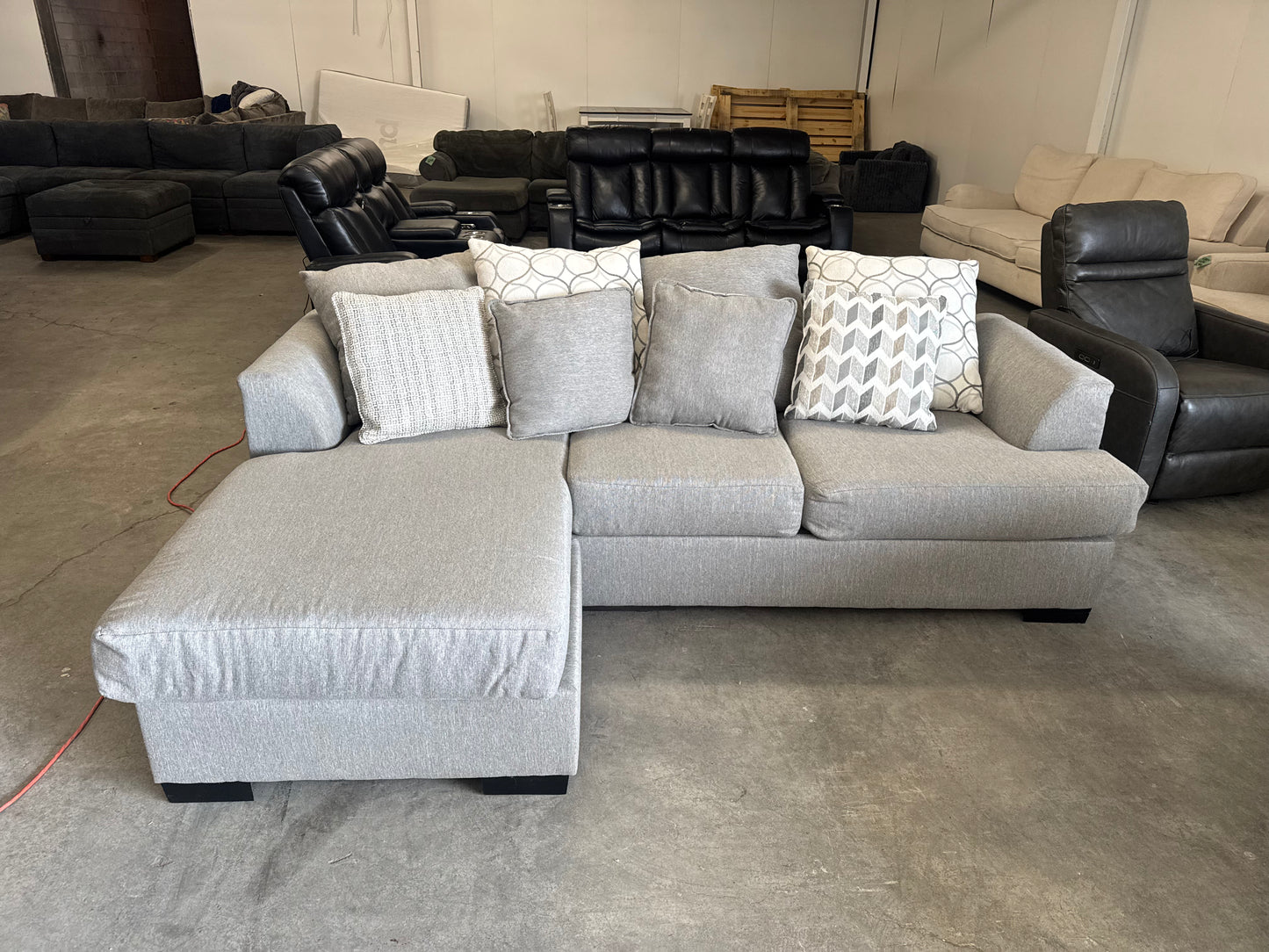 Gray Fabric Sectional with Reversible Chaise