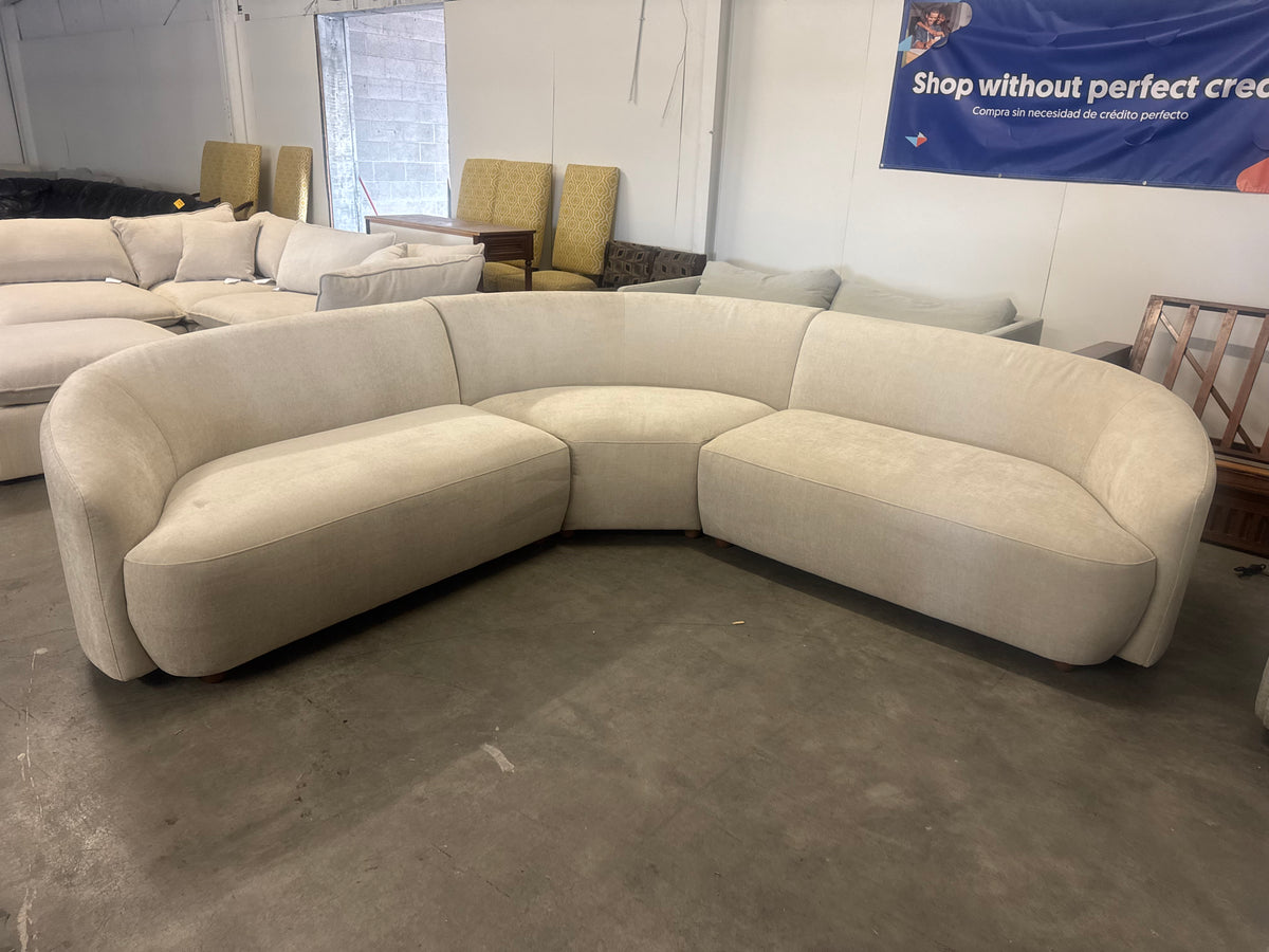 Beige Curved Modern Sectional Couch
